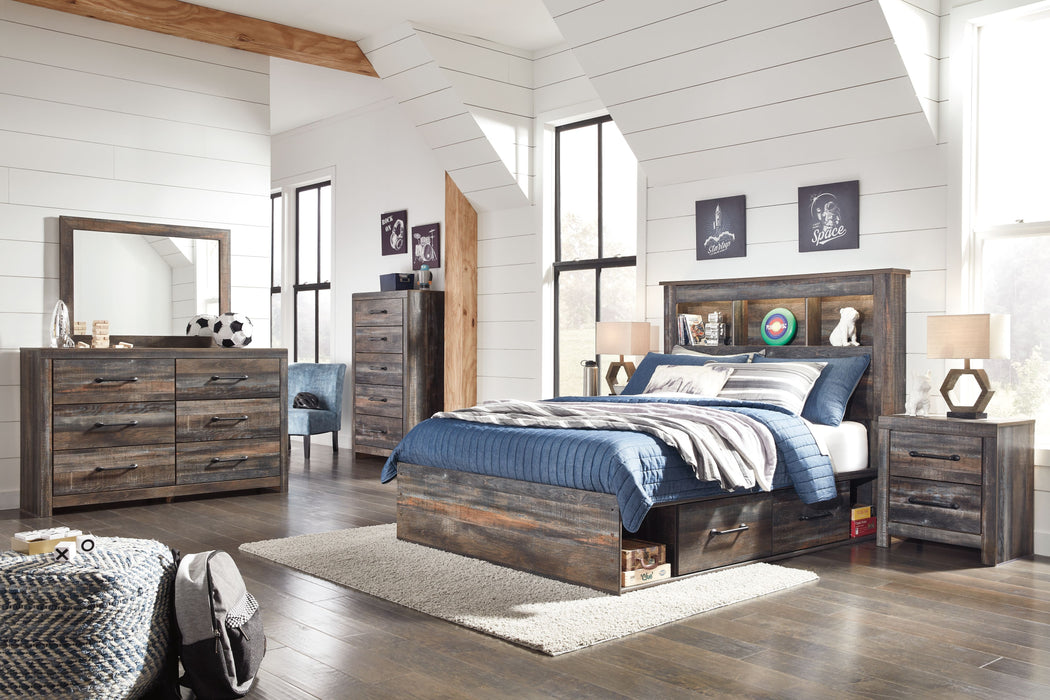 Drystan - Multi - Full Bookcase Bed With 4 Storage Drawers - 7 Pc. - Dresser, Mirror, Full Bed