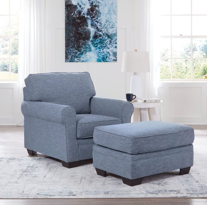 Carissa Manor - 2 Pc. - Chair, Ottoman - Denim