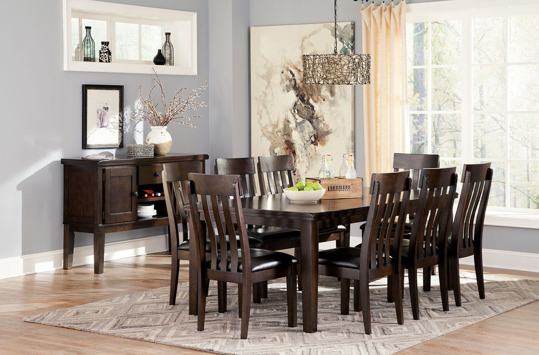 Haddigan - 10 Pc. - Extension Table, 8 Side Chairs, Server - Dark Brown