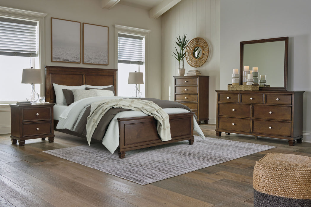 Danabrin - 7 Pc. - Dresser, Mirror, Queen Panel Bed, 2 Nightstands - Brown