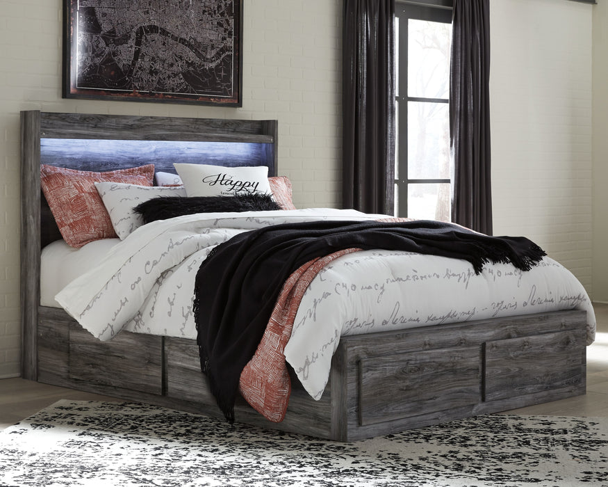 Baystorm - Gray - Queen Panel Bed With 4 Storage Drawers
