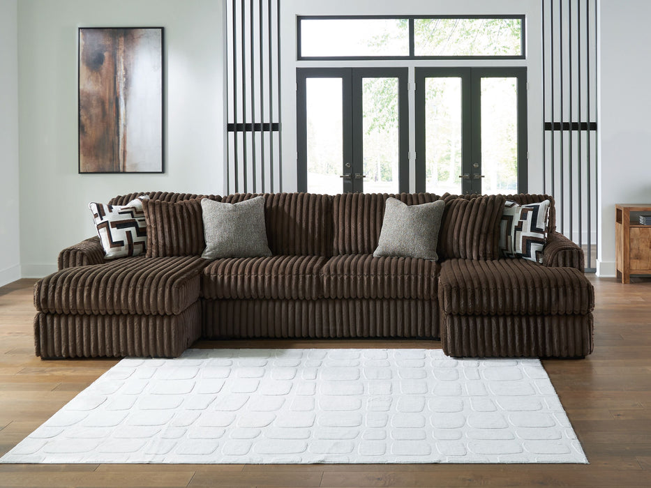Midnight-Madness - 3-Piece Double Chaise Sectional - Chocolate