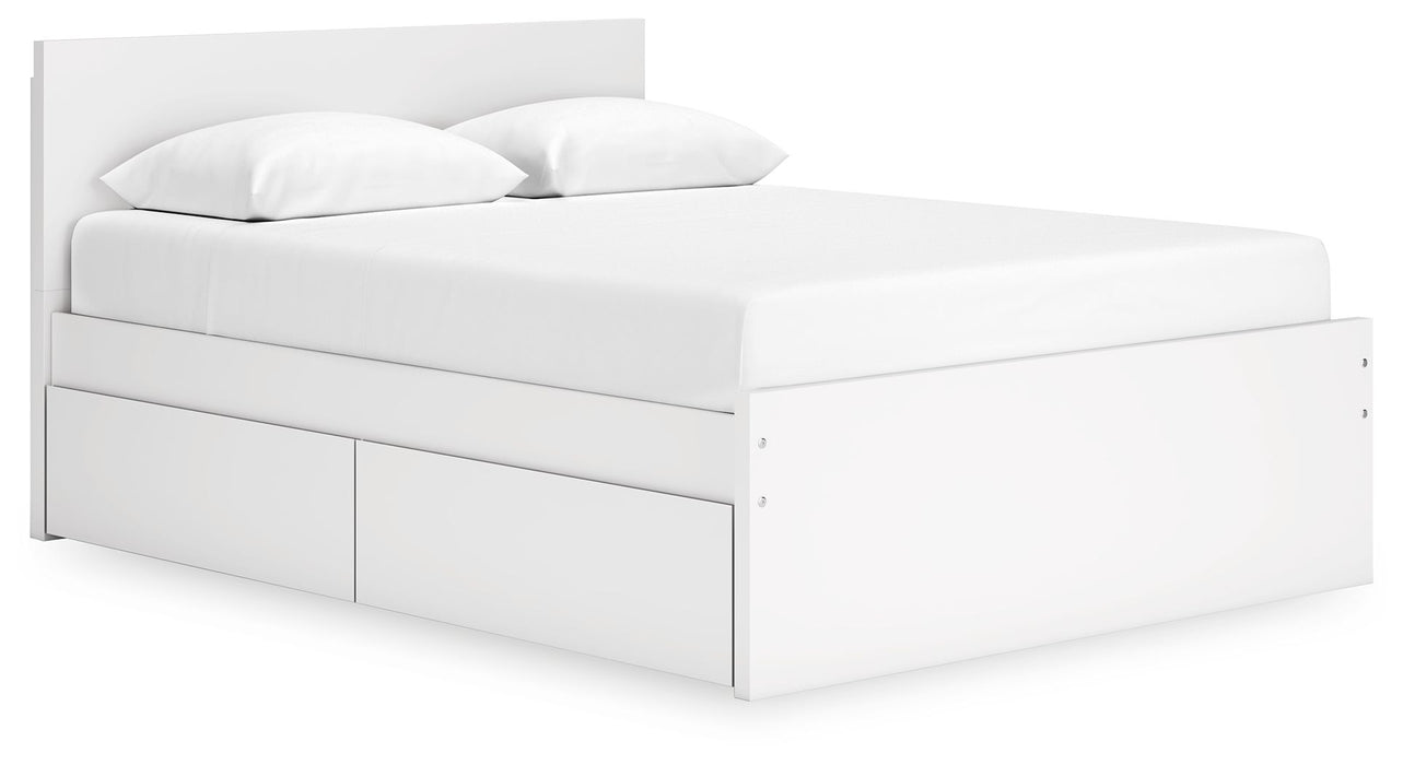 Onita - Queen Panel Platform Bed With 1 Side Storage - White