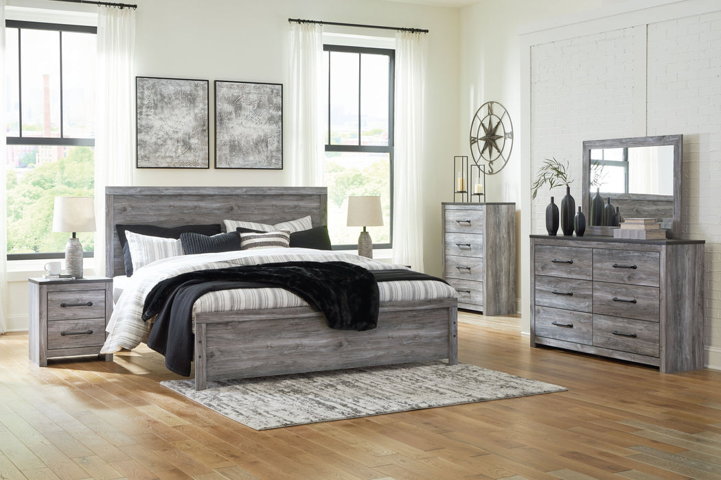 Bronyan - King Panel Bed - 4 Pc. - Dresser, Mirror, King Bed - Dark Gray