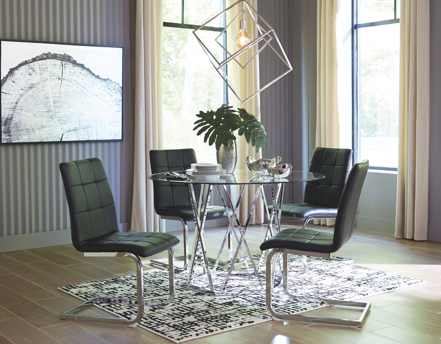 Madanere - Black / Chrome Finish - 5 Pc. - Dining Room Table, 4 Side Chairs