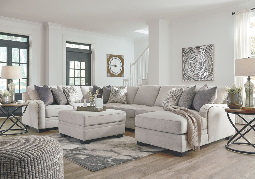 Dellara - Chalk - 6 Pc. - Right Arm Facing Corner Chaise 5 Pc Sectional, Ottoman