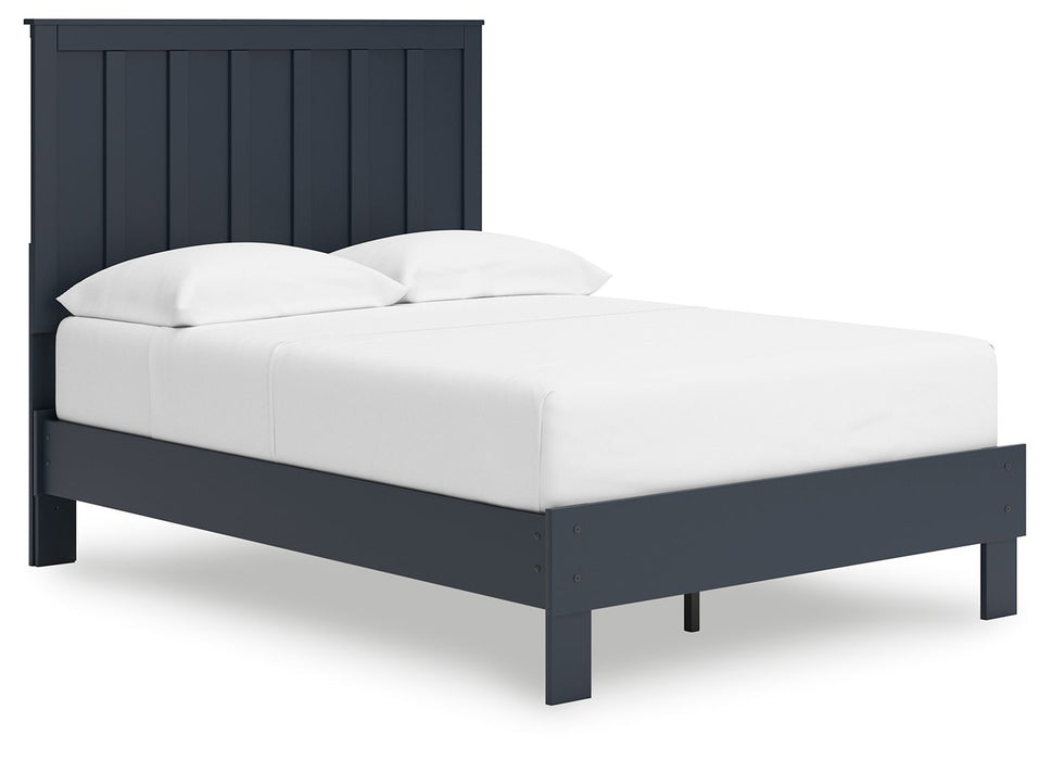 Simmenfort - Full Platform Bed With Panel Headboard - Navy Blue