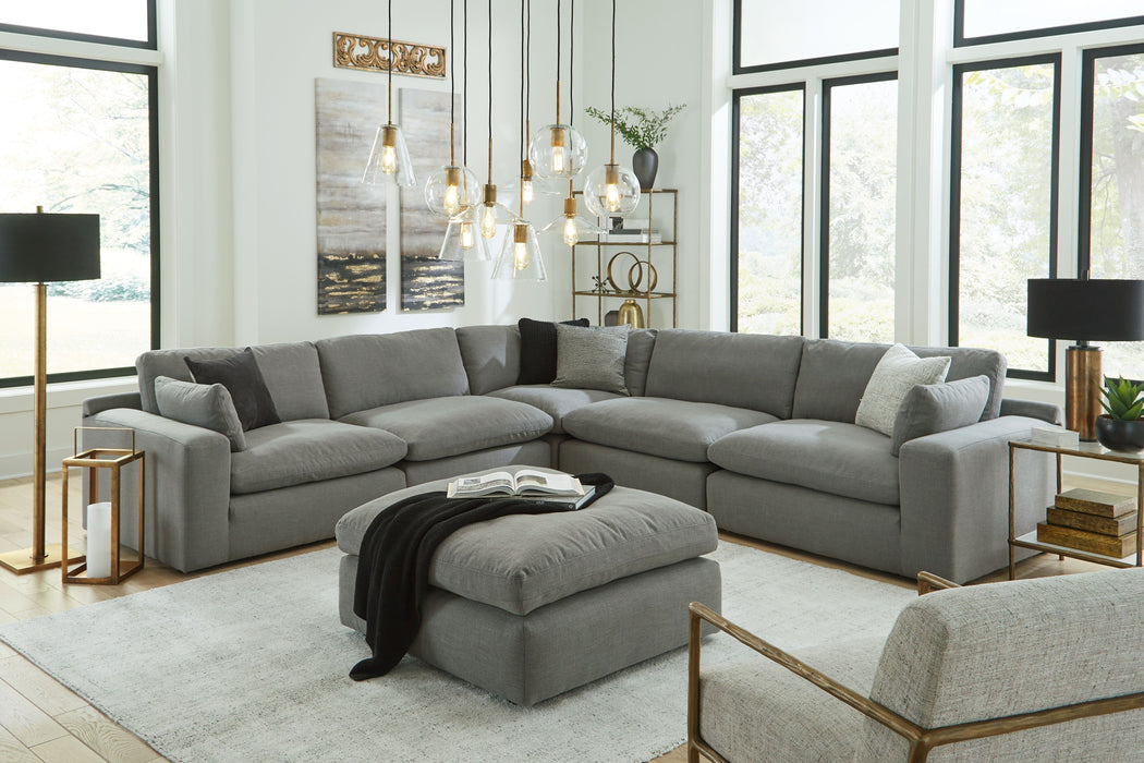 Elyza - Smoke - 6 Pc. - Corner Chairs 5 Pc Sectional, Ottoman