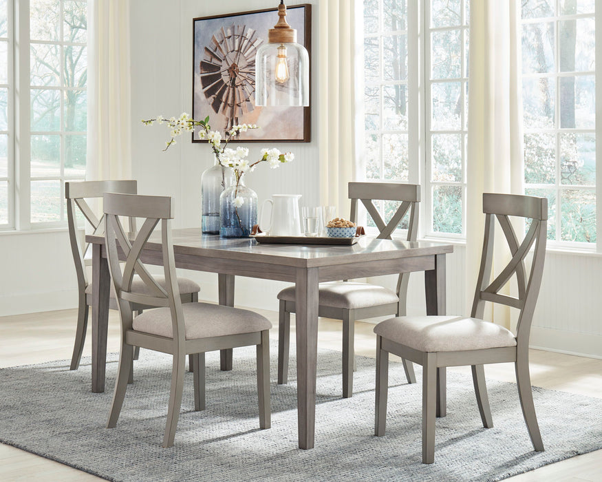 Parellen - 5 Pc. - Dining Room Table, 4 Side Chairs - Gray
