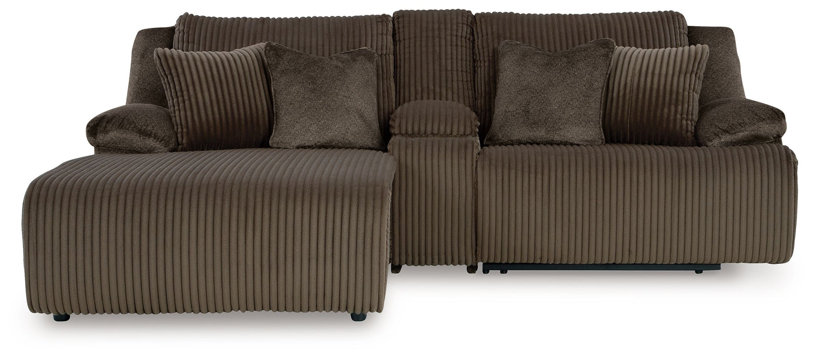 Top Tier - 3-Piece Reclining Sectional Sofa With Laf Press Back Chaise - Fabric - Chocolate
