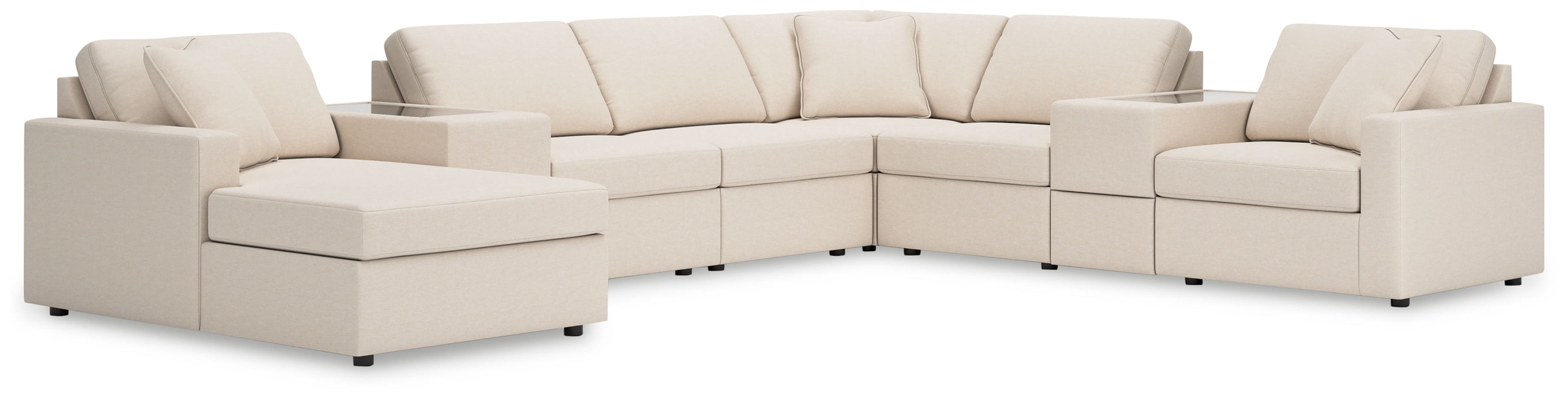 Modmax - 8-Piece Sectional With Laf Corner Chaise And Storage Consoles - Oyster