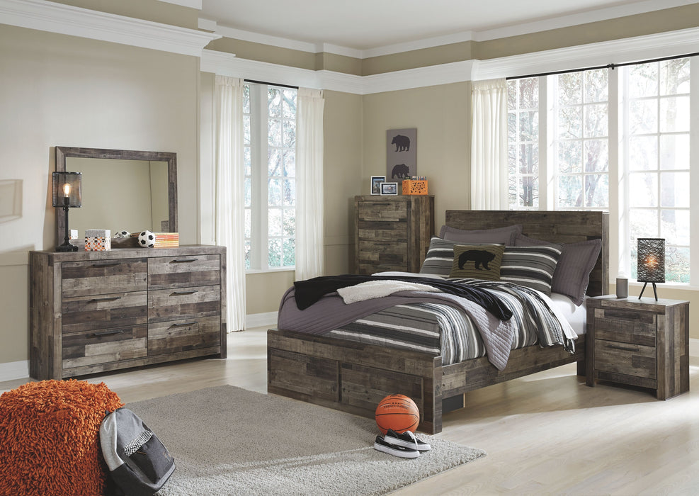 Derekson - 8 Pc. - Dresser, Mirror, Full Panel Bed with 2 Storage Drawers, 2 Nightstands - Multi Gray