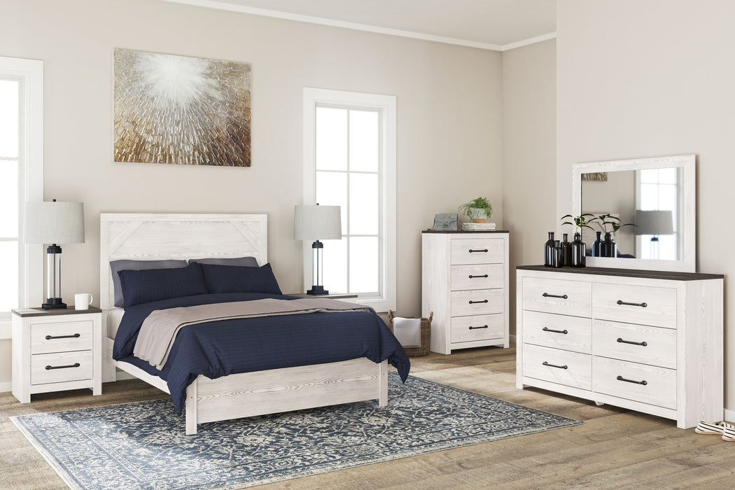 Gerridan - 7 Pc. - Dresser, Mirror, Chest, Full Panel Bed, 2 Nightstands - White / Gray