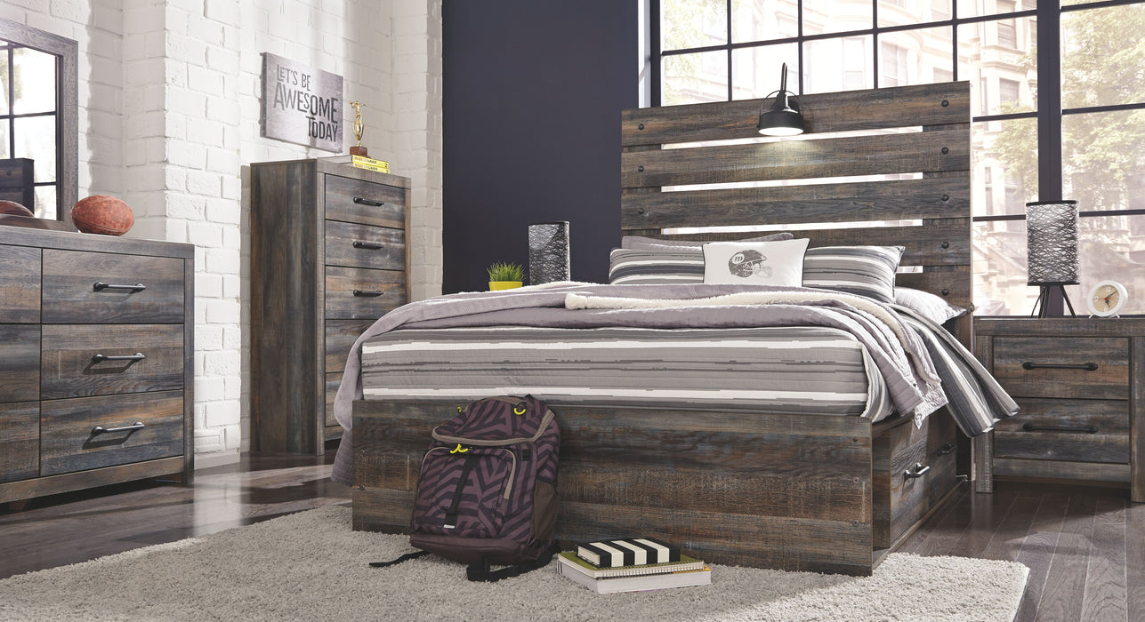 Drystan - Brown / Beige - 10 Pc. - Dresser, Mirror, Chest, Full Panel Bed With 4 Side Drawers, 2 Nightstands