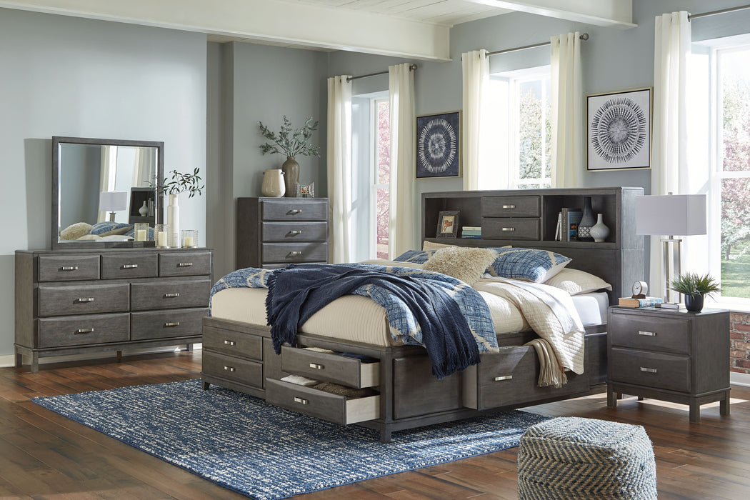 Caitbrook - 7 Pc. - Dresser, Mirror, Queen Storage Bed with 8 Drawers & 2 Nightstands - Gray
