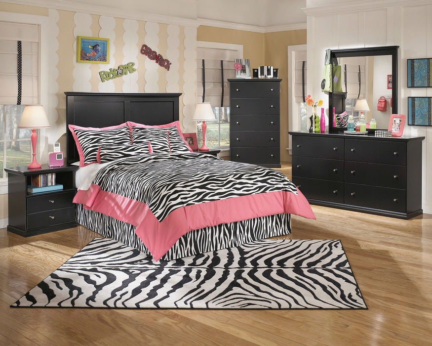 Maribel - Black - 5 Pc. - Dresser, Mirror, Full Panel Headboard, 2 Nightstands