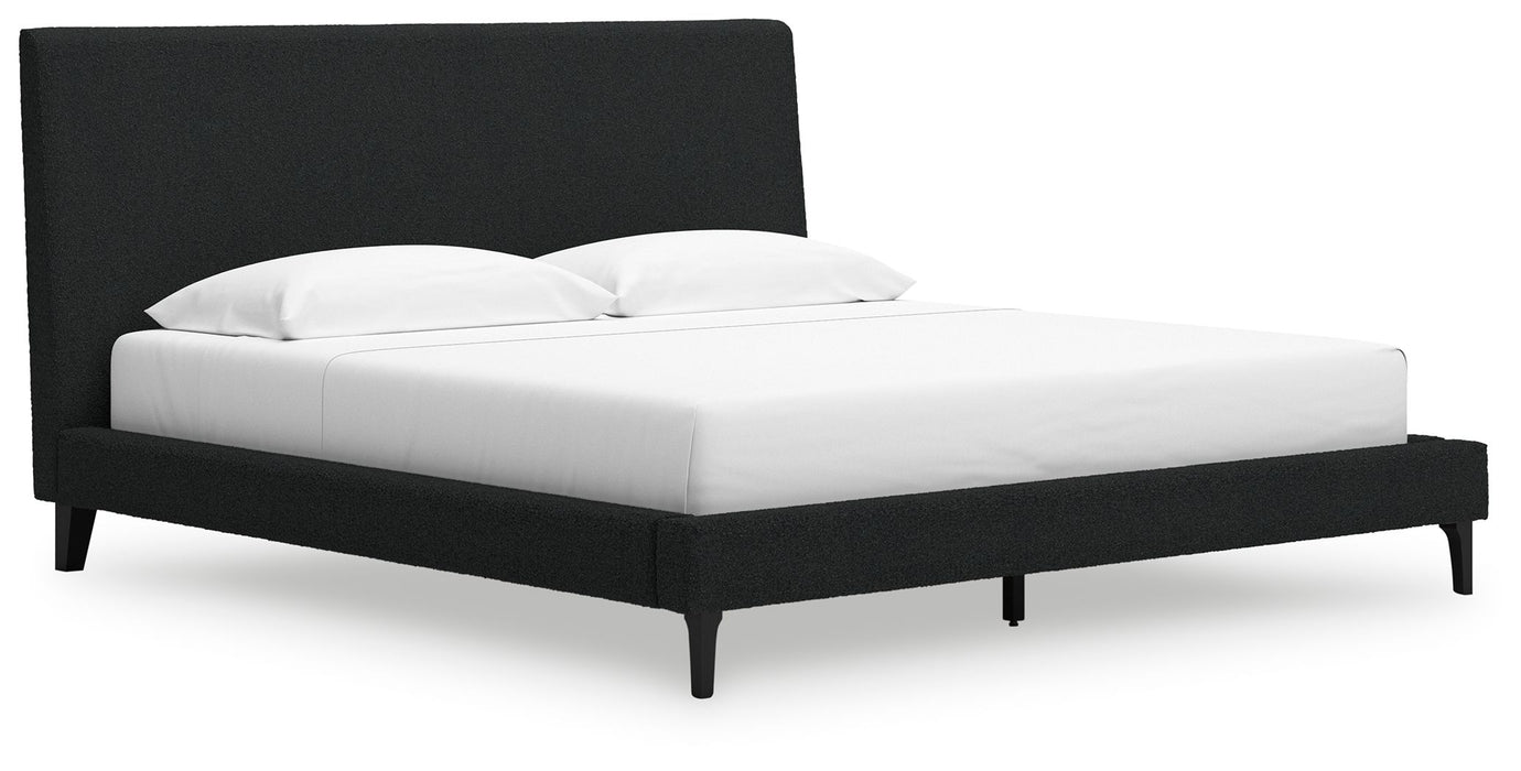 Cadmori - King Upholstered Bed With Roll Slats - Black