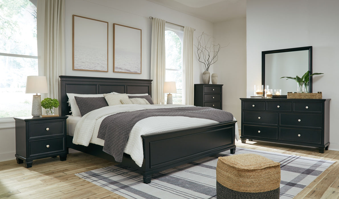 Lanolee - 5 Pc. - Dresser, Mirror, California King Panel Bed - Black