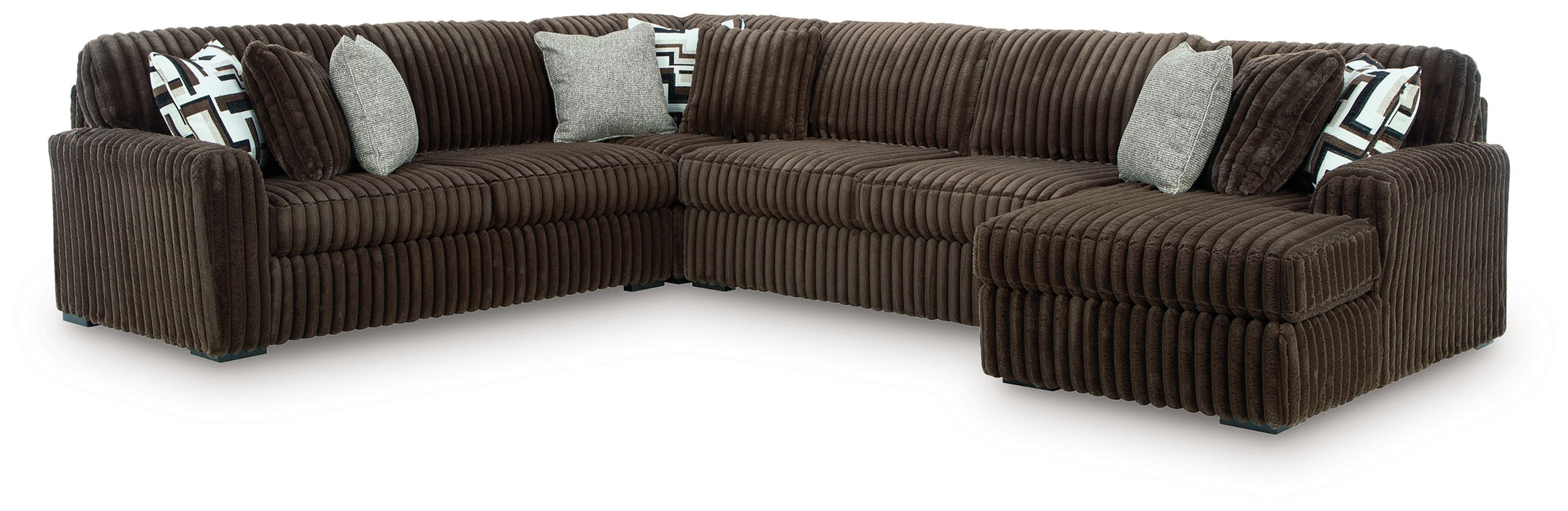 Midnight-Madness - 4-Piece Sectional With RAF Corner Chaise - Chocolate