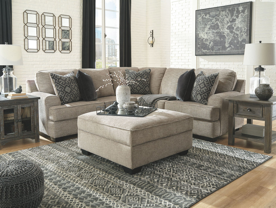 Bovarian - Stone - 3 Pc. - Right Arm Facing Sofa With Corner Wedge 2 Pc Sectional, Ottoman