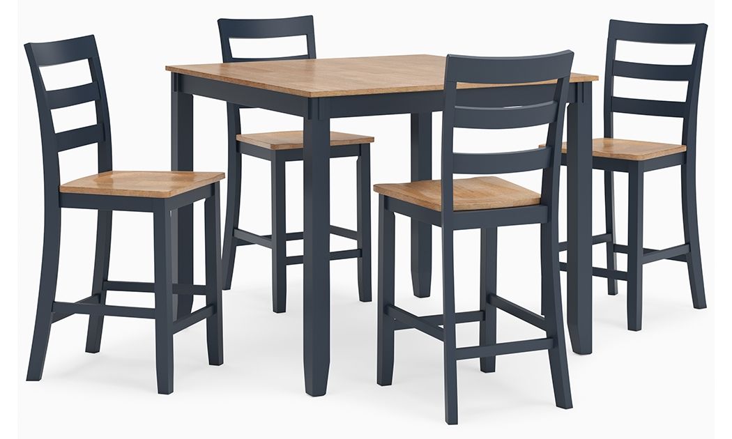 Gesthaven - Dining Room Counter Table Set (Set of 5) - Natural / Blue