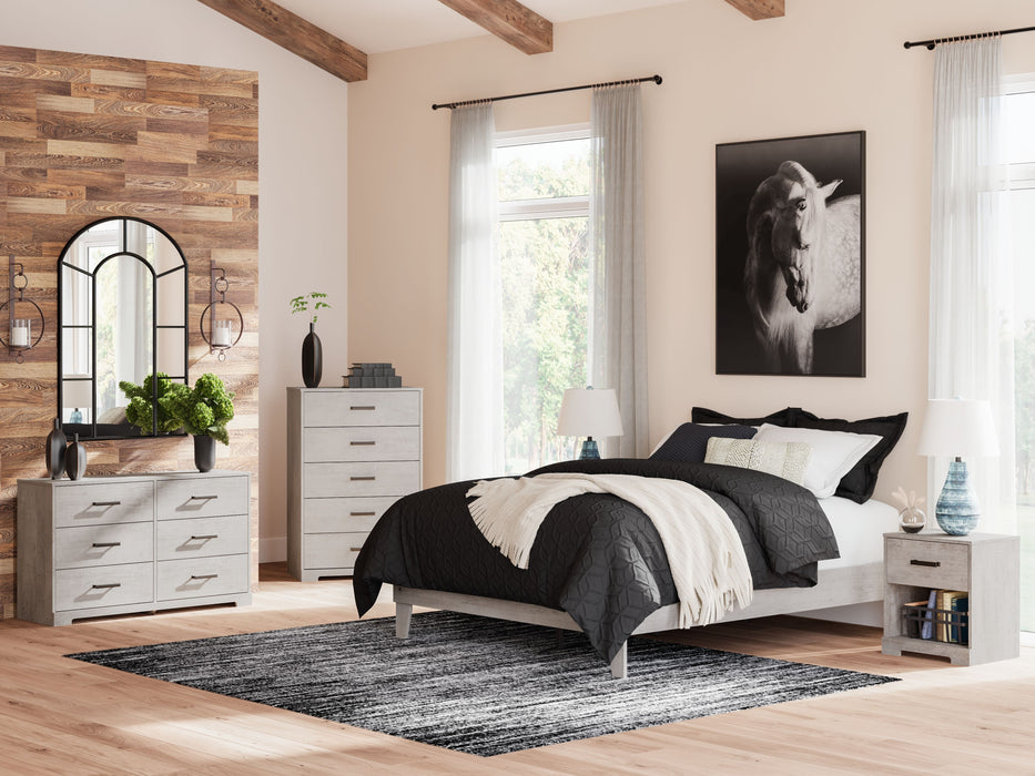 Shawburn - 5 Pc. - Dresser, Chest, Platform Queen Bed, 2 Nightstands - Gray