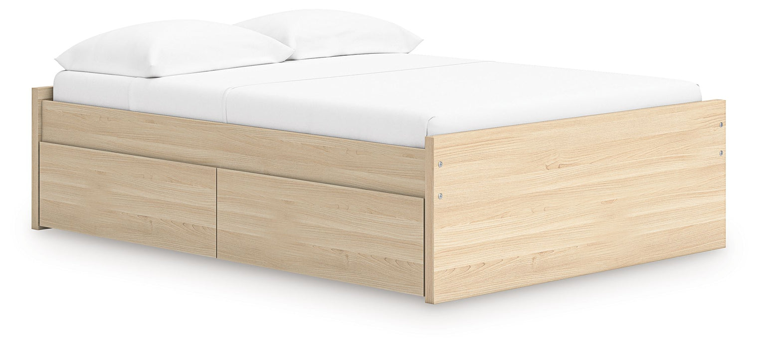 Onita - Full Platform Bed With 1 Side Storage - Natural
