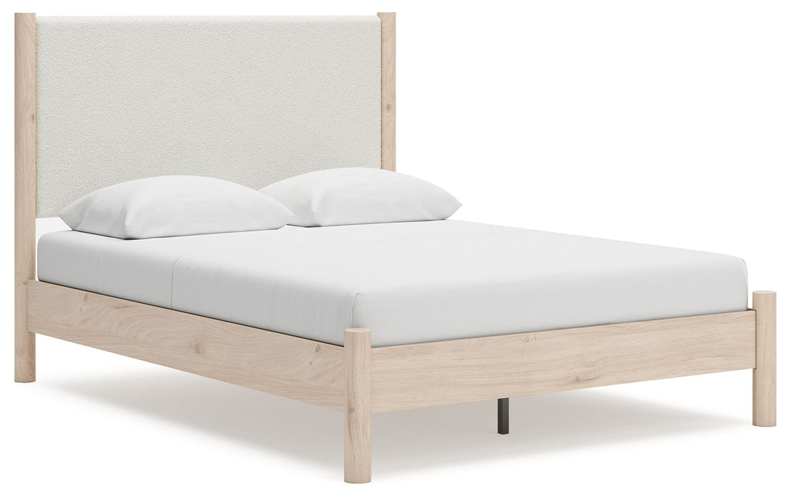 Cadmori - Queen Upholstered Panel Bed - Two-tone