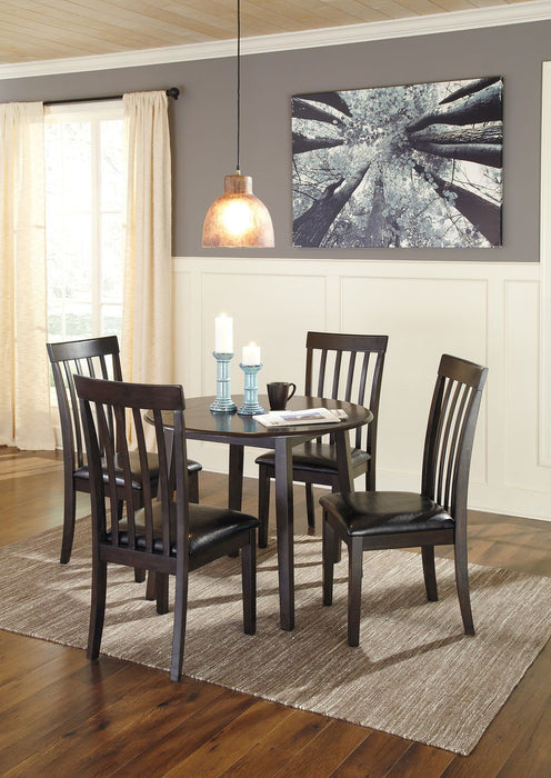 Hammis - 5 Pc. - Drop Leaf Table, 4 Upholstered Side Chairs - Dark Brown