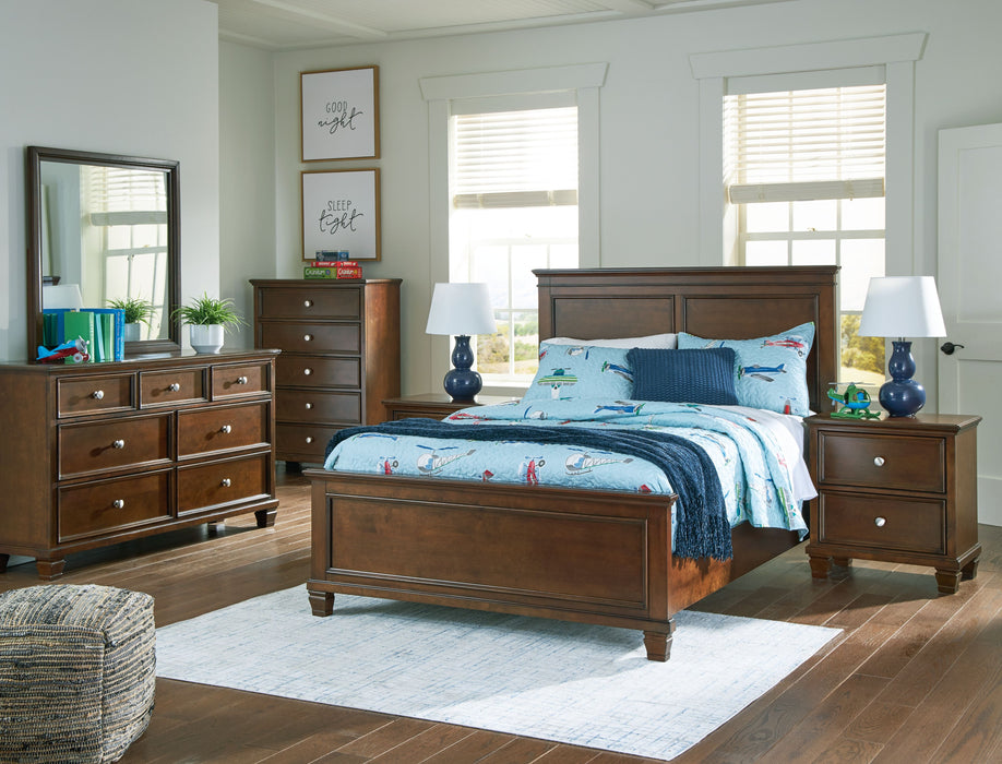 Danabrin - 8 Pc. - Dresser, Mirror, Chest, Full Panel Bed, 2 Nightstands - Brown