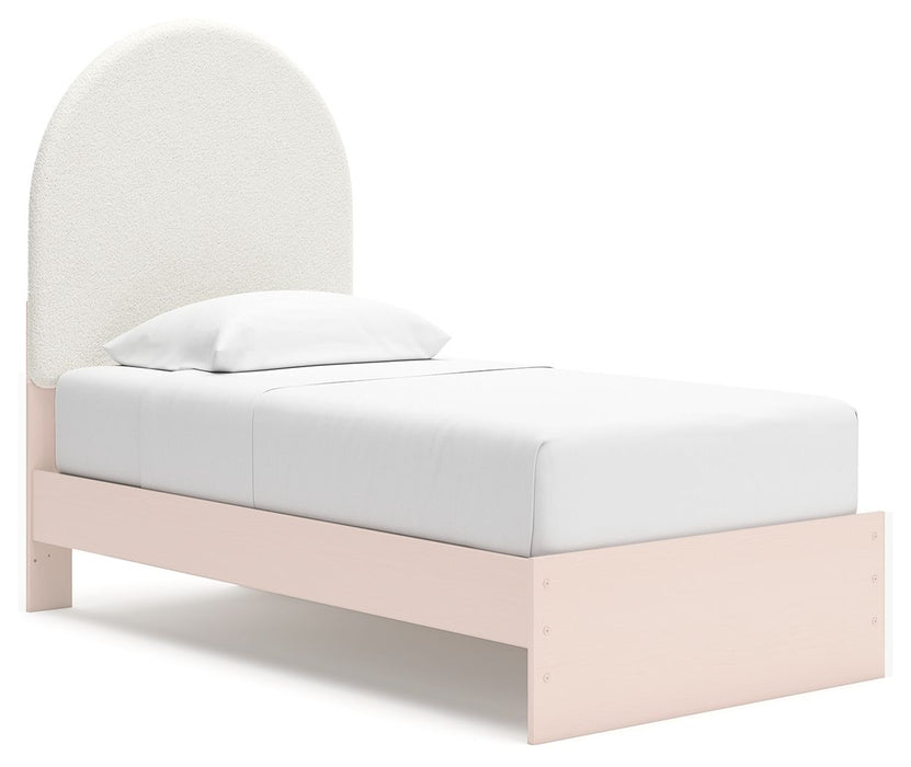 Wistenpine - Twin Upholstered Panel Bed With Side Storage - Blush