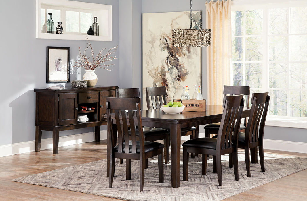Haddigan - 7 Pc. - Extension Table, 6 Side Chairs - Dark Brown