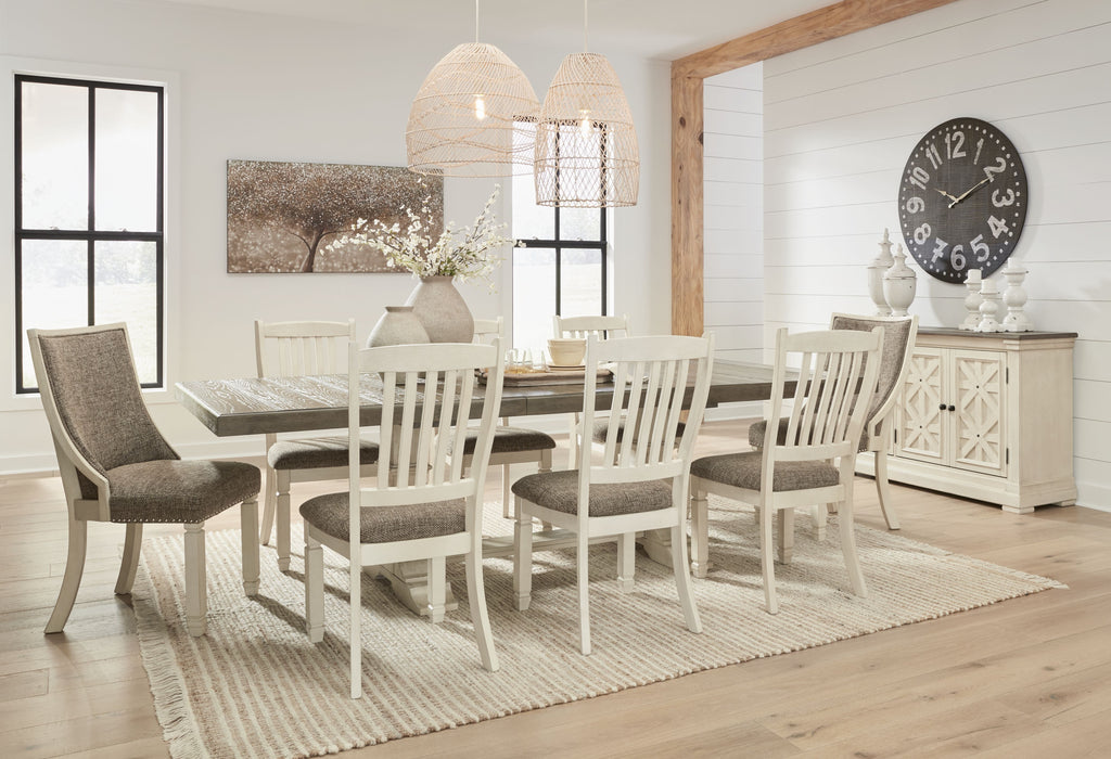 Bolanburg - 11 Pc. - Dining Table, 6 Side Chairs, 2 UPH Side Chairs, Server - Brown / Beige