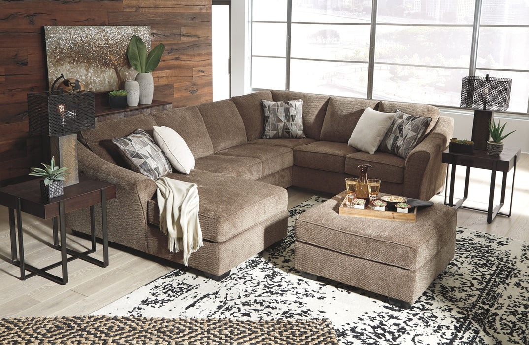 Graftin - Teak - 4 Pc. - Left Arm Facing Corner Chaise 3 Pc Sectional, Ottoman