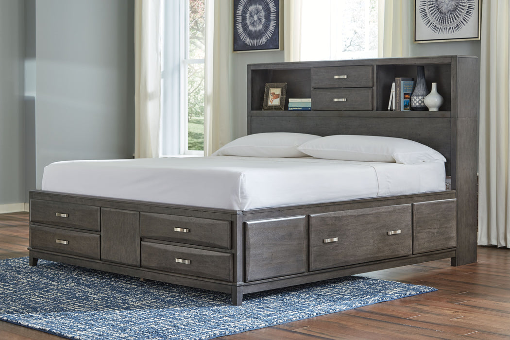 Caitbrook - California King Storage Bed with 8 Drawers - Gray