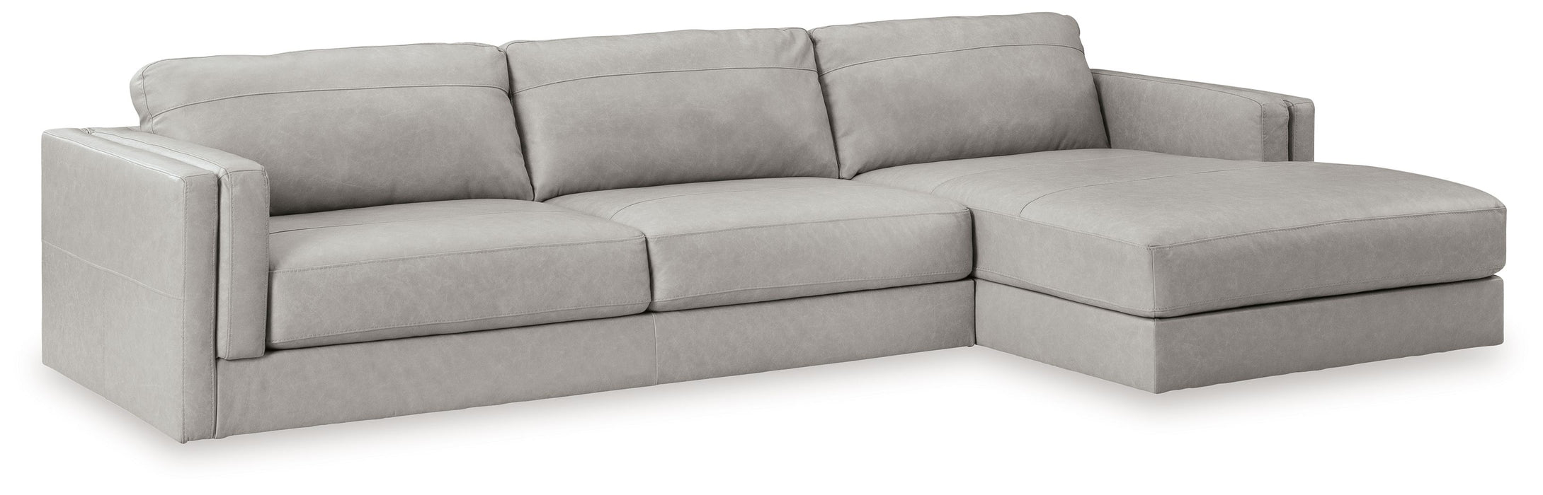 Amiata - 2-Piece Sectional With Raf Corner Chaise - Leather Match - Glacier
