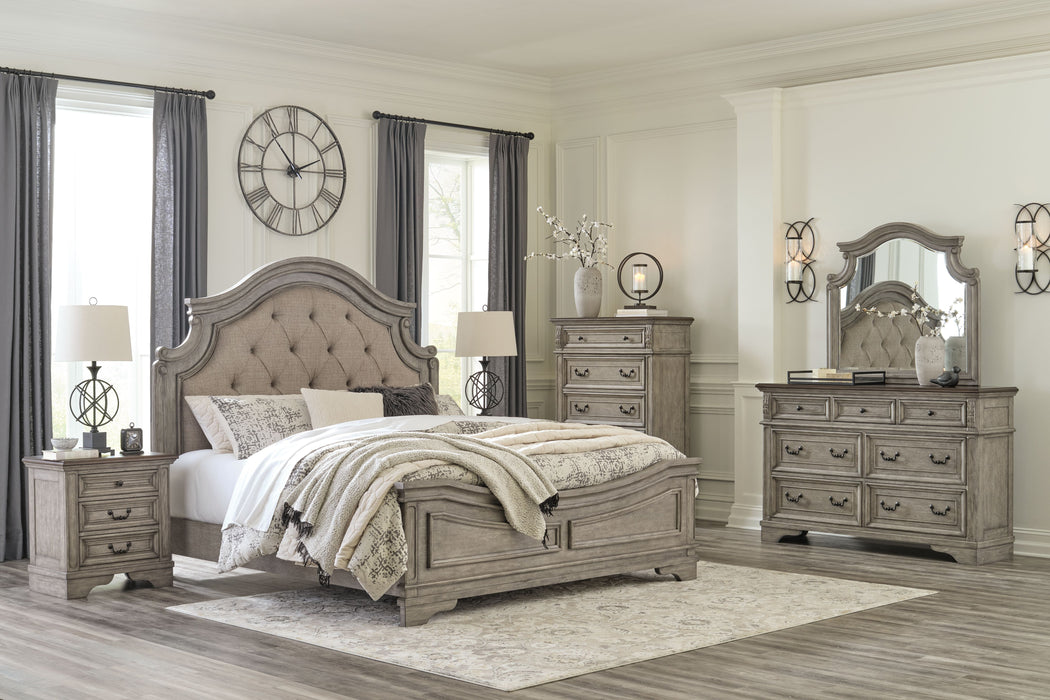 Lodenbay - 5 Pc. - Dresser, Mirror, King Panel Bed - Antique Gray