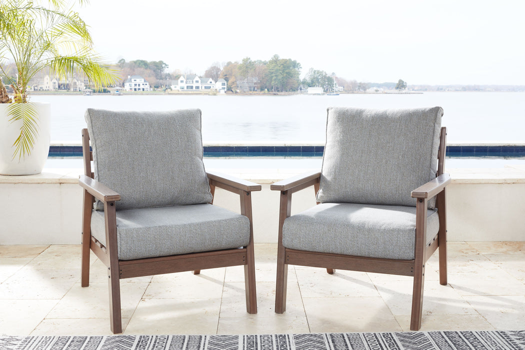Emmeline - Brown / Beige - Lounge Chair W/Cushion (Set of 2)