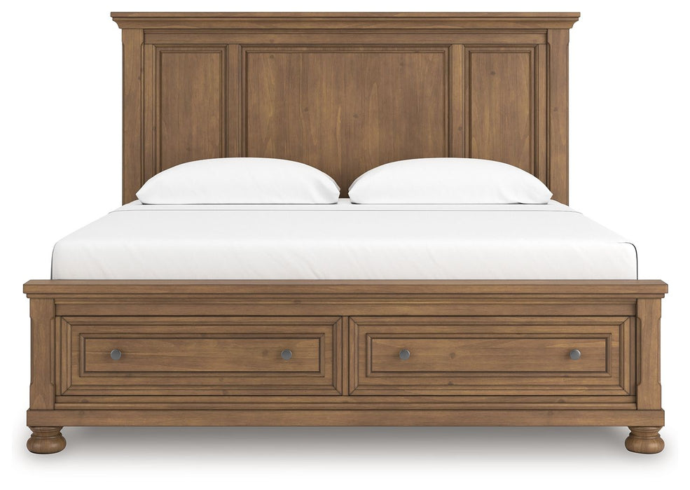 Feddinger - King Panel Storage Bed - Medium Brown