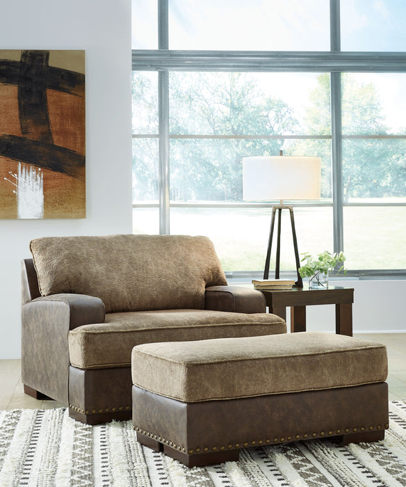 Alesbury - 2 Pc. - Chair and a Half, Ottoman - Chocolate
