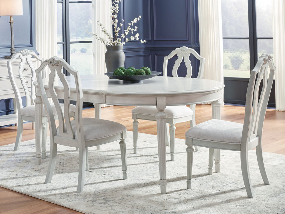 Montelaine - 6 Pc. - Dining Room Extension Table, 4 Side Chairs, Server - Antique White