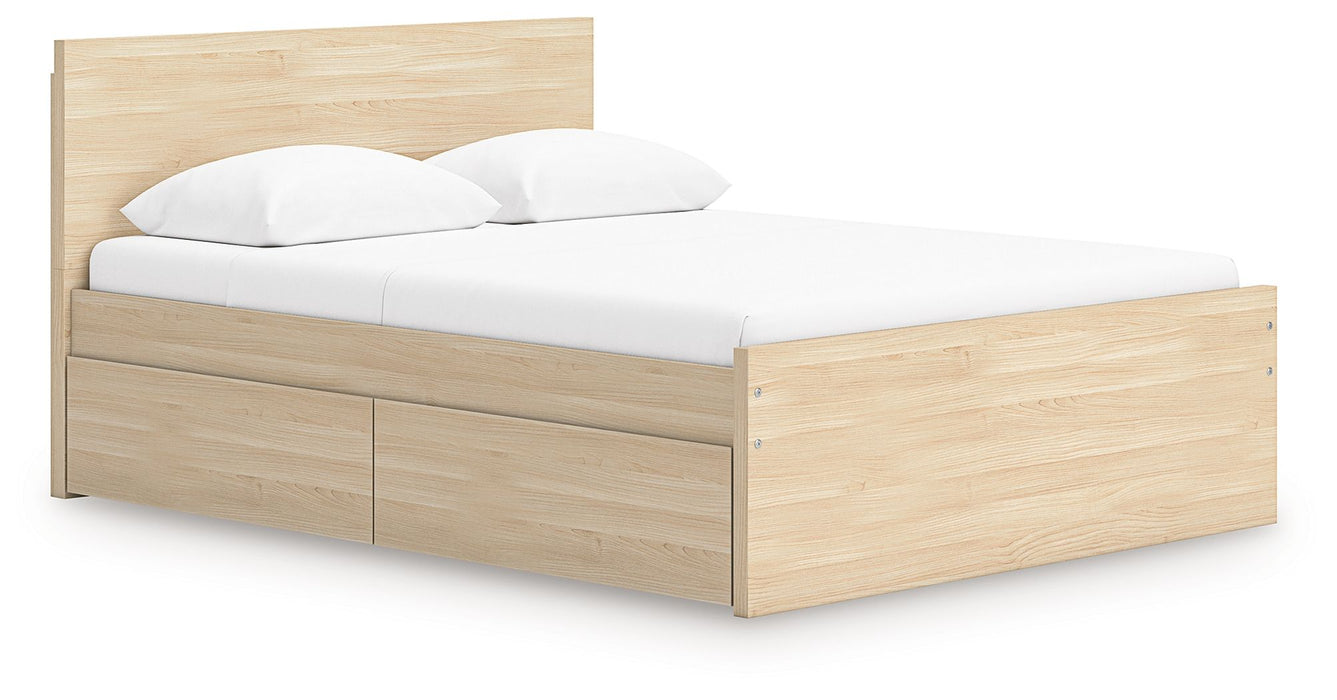 Onita - Full Panel Platform Bed With 2 Side Storage - Natural