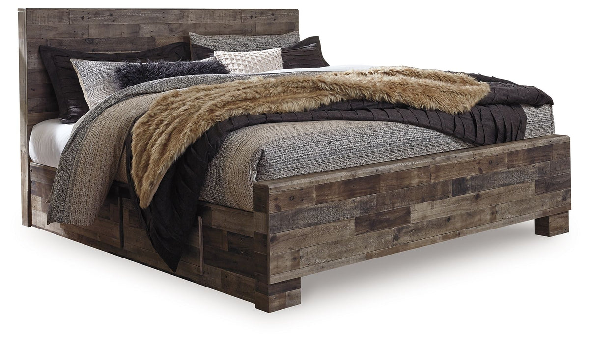 Derekson - King Panel Bed With 2 Side Storage - Multi Gray