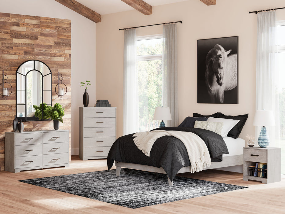 Shawburn - 5 Pc. - Dresser, Chest, Platform Full Bed, 2 Nightstands - Gray