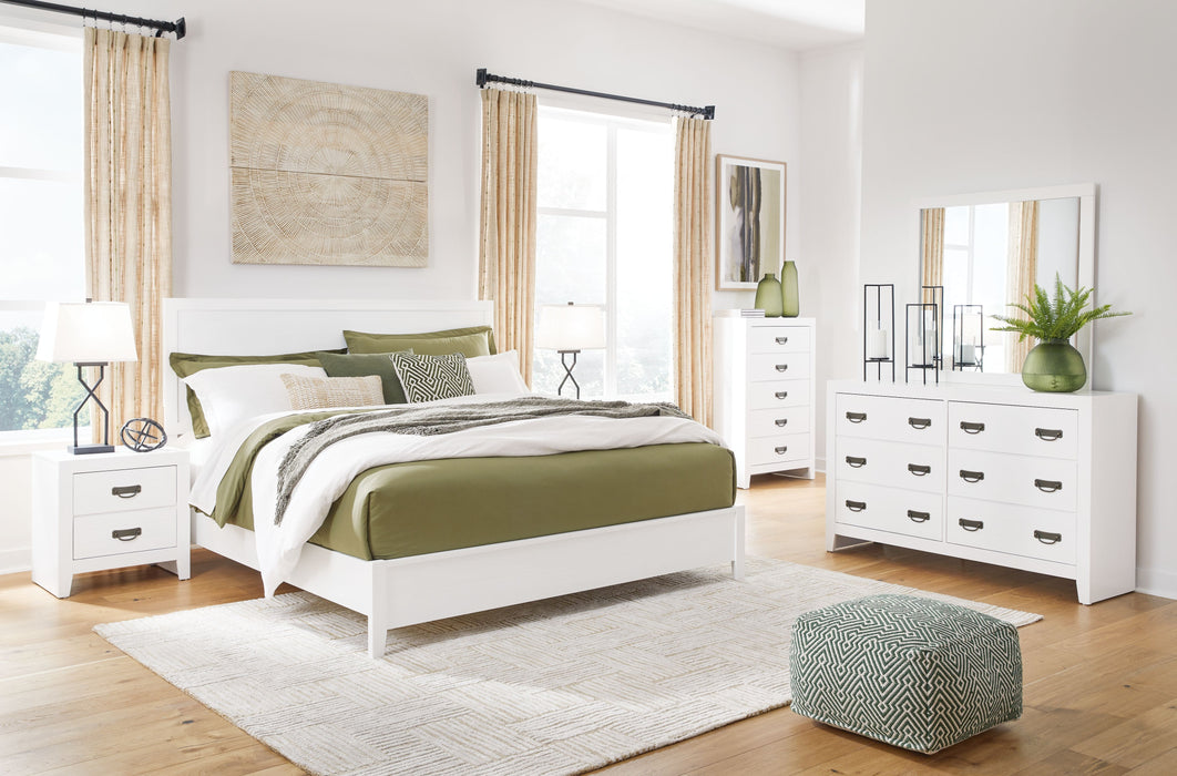 Binterglen - 4 Pc. - Dresser, Mirror, Queen Panel Bed - White