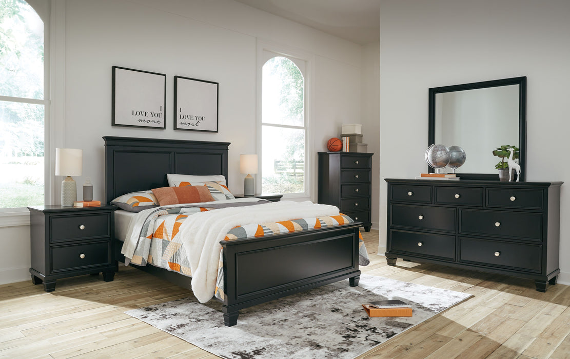 Lanolee - 5 Pc. - Dresser, Mirror, Full Panel Bed - Black