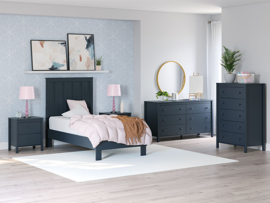 Simmenfort - 6 Pc. - Dresser, Chest, Twin Platform Bed, 2 Nightstands - Navy Blue