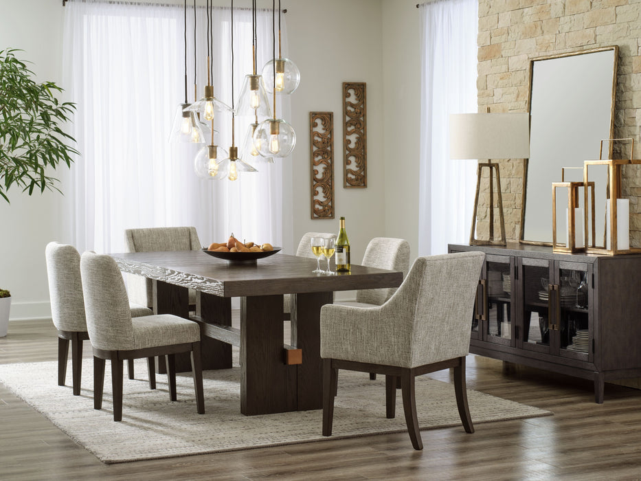 Burkhaus - 10 Pc. - Dining Room Extension Table, 6 Side Chairs, 2 Arm Chairs, Server - Dark Brown