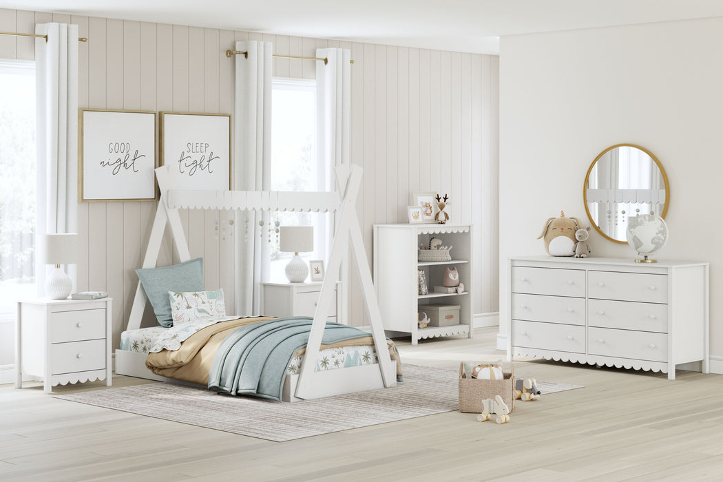 Hallityn - 3 Pc. - Bookcase, Dresser, Twin Tent Complete Bed - White