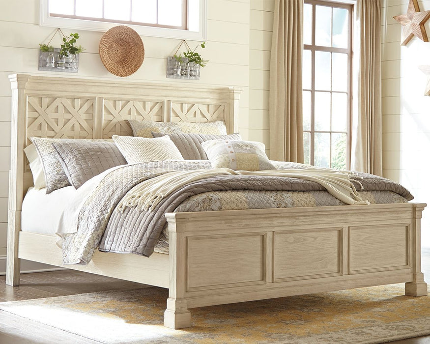 Bolanburg - Antique White - Queen Panel Bed - Lattice Headboard